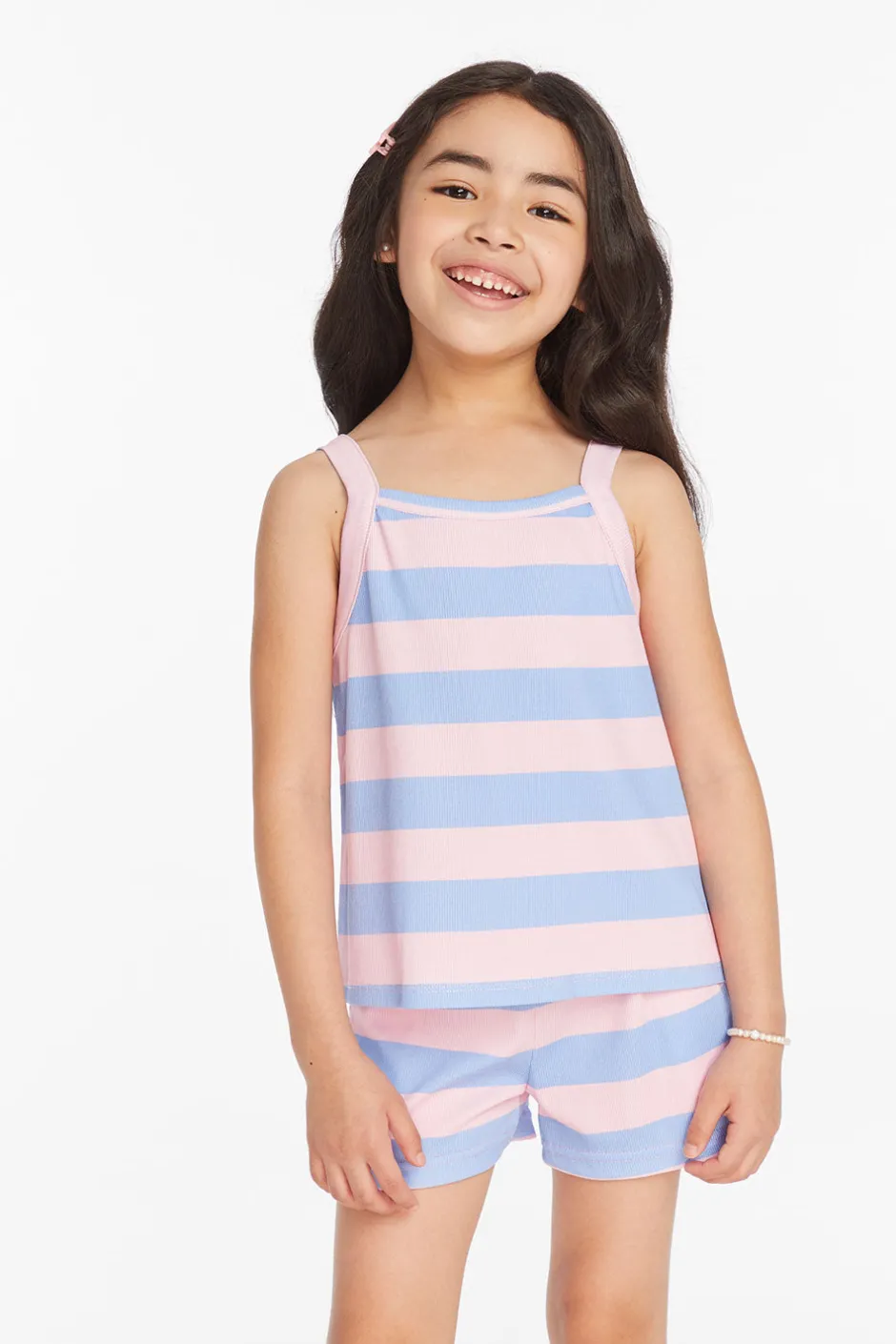 Kids Chaser Brand Mae Bubblegum Stripe Girls Tank Top