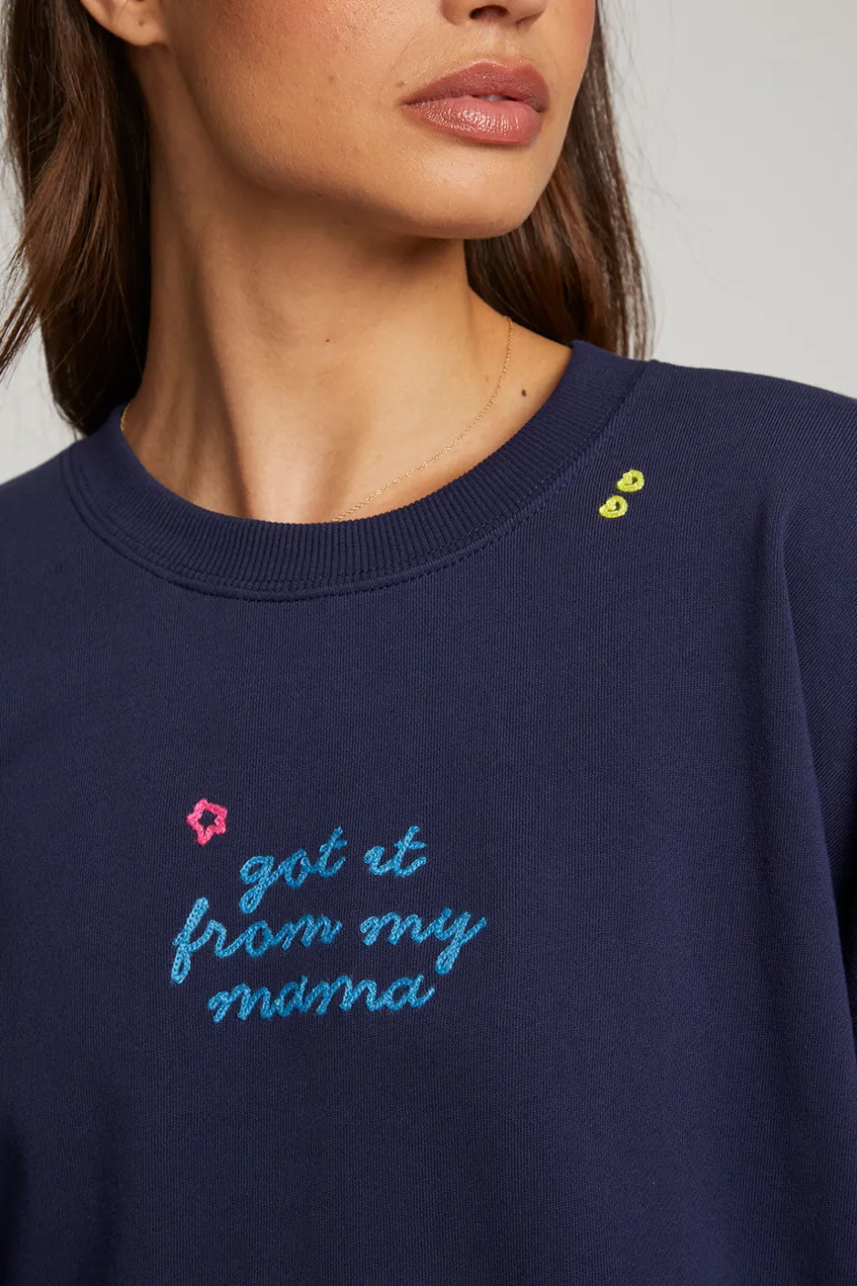 Women Chaser Brand Mama Embroidery Pullover