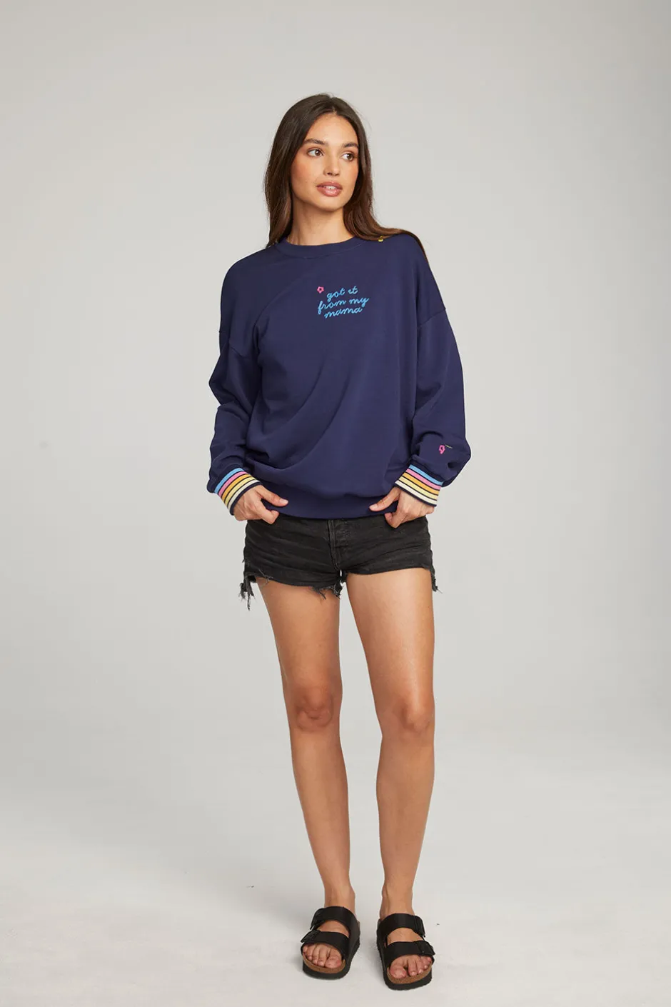 Women Chaser Brand Mama Embroidery Pullover