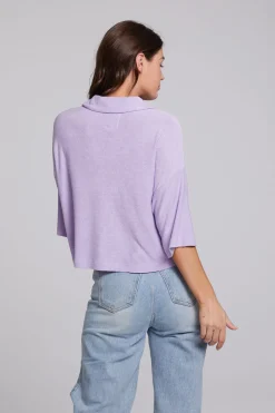 Women Chaser Brand Marine Crop Button Down - Digital Lavender