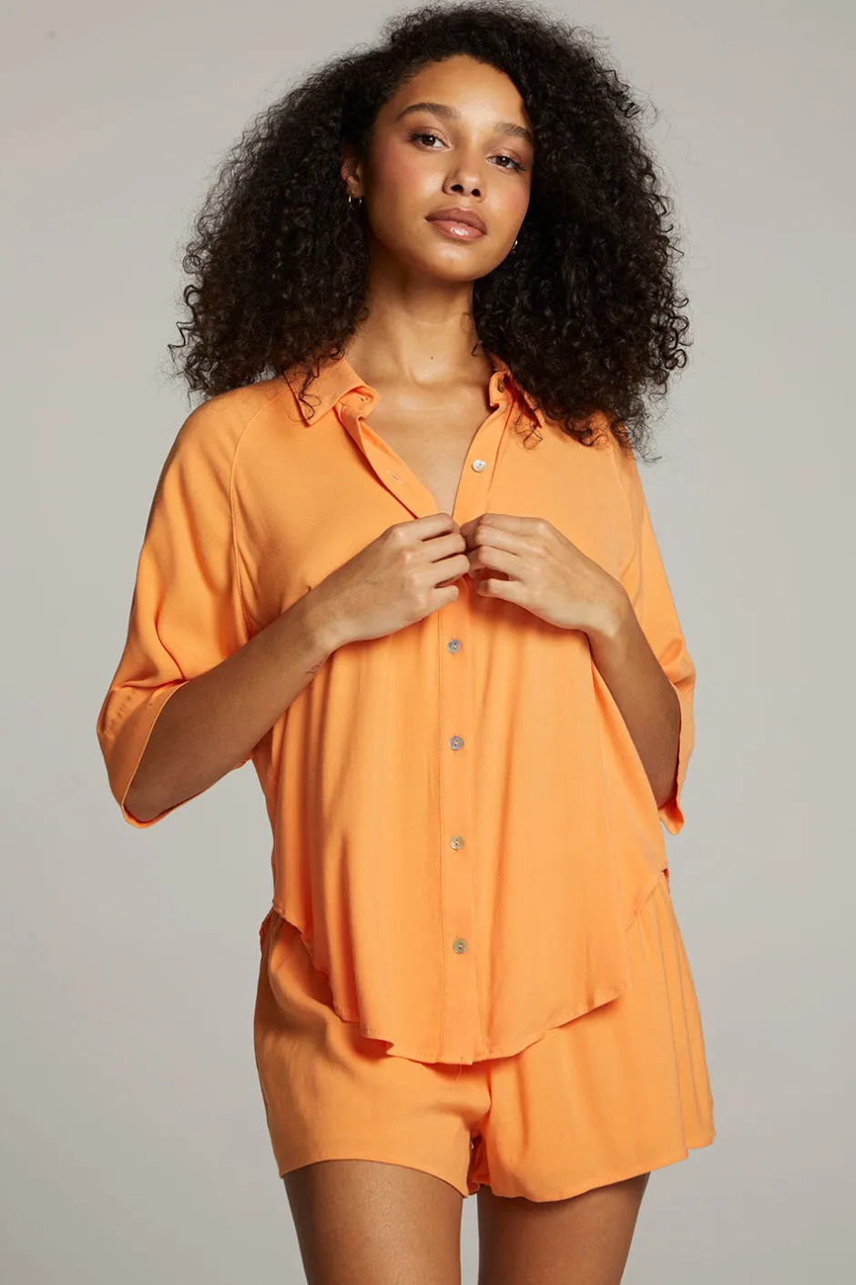 Women Chaser Brand Marlin Tangerine Button Up