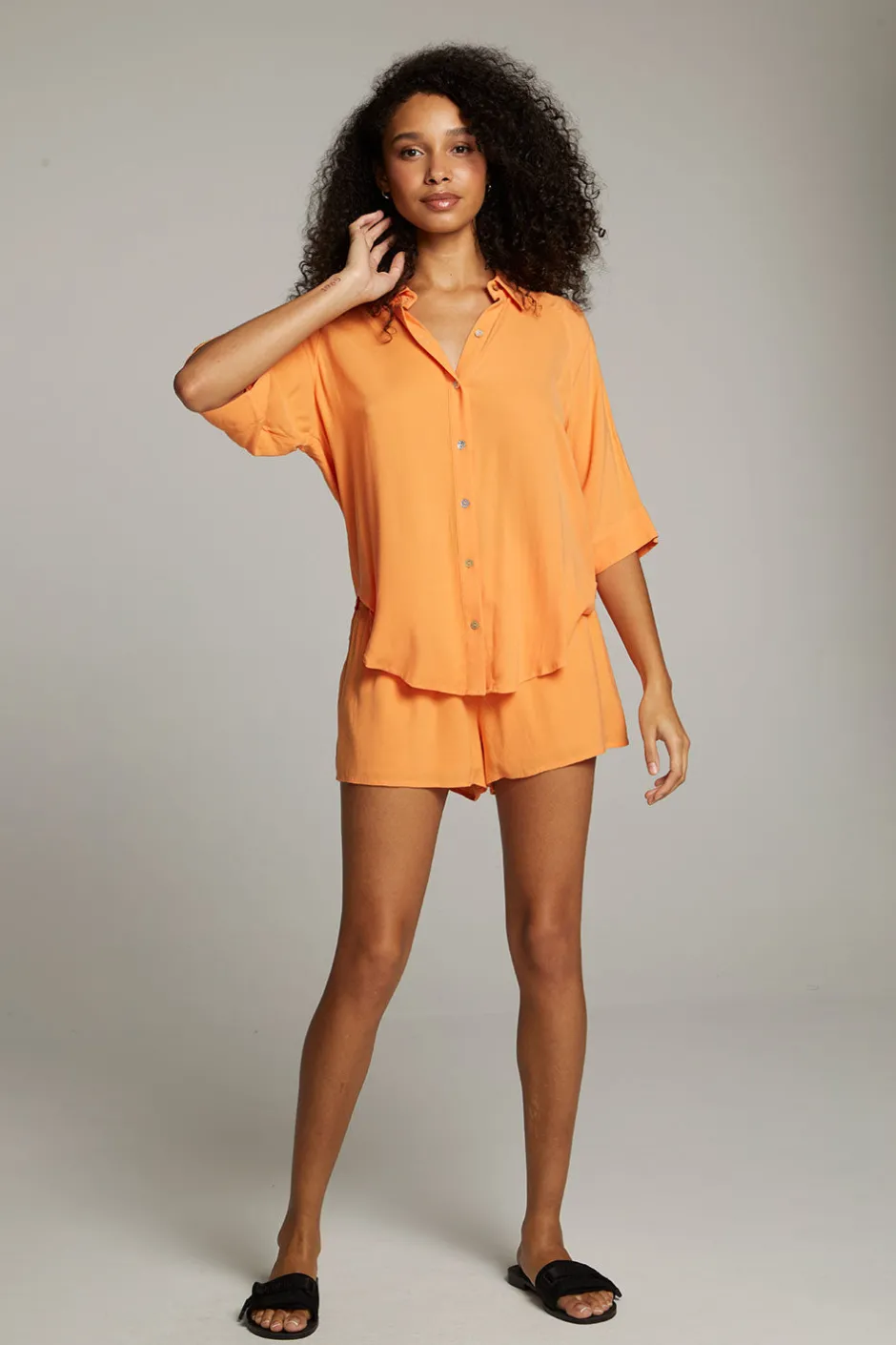 Women Chaser Brand Marlin Tangerine Button Up