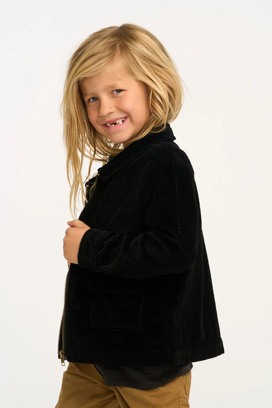 Kids/BOY Chaser Brand Martin Raven Black Zip Up Corduroy Jacket