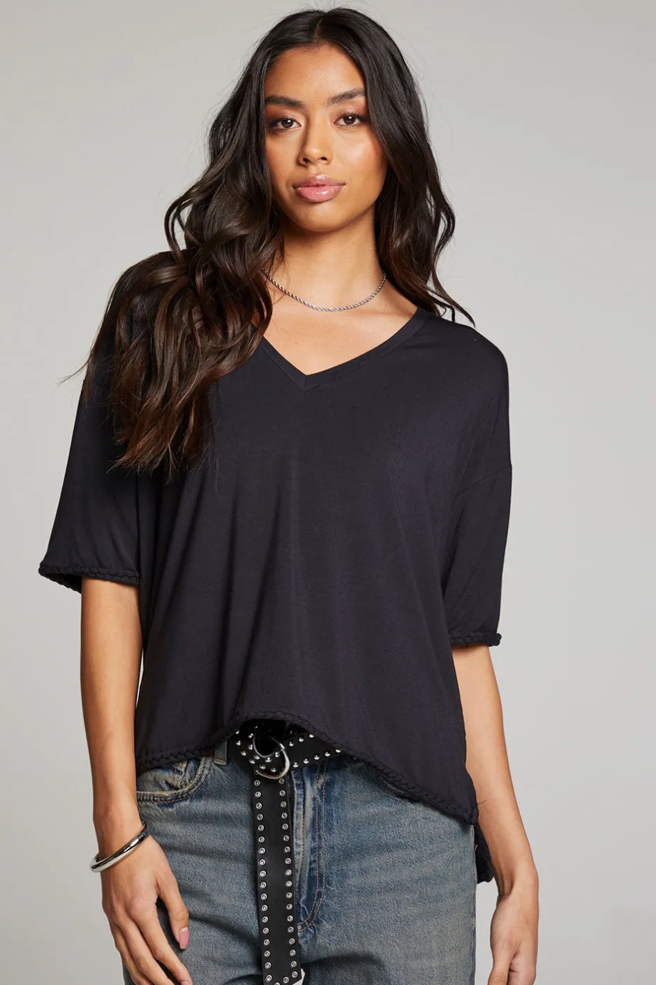 Women Chaser Brand Mason Licorice V Neck