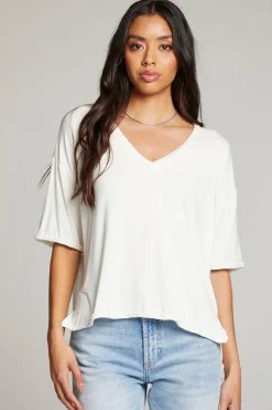 Women Chaser Brand Mason White V Neck