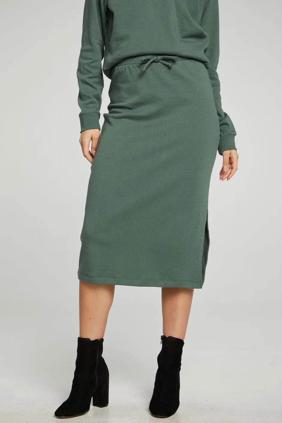 Women Chaser Brand Midi Drawstring Skirt With Side Slit