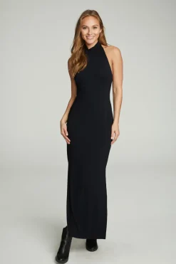 Women Chaser Brand Mock Neck Open Back Maxi Dress With Side Slit