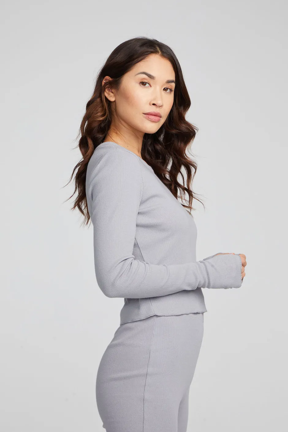 Women Chaser Brand Moonlight Silver Grey Long Sleeve