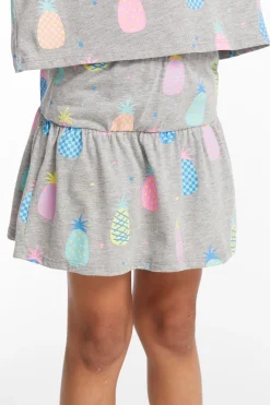 Kids Chaser Brand Multi Pineapple Girls Peplum Skort