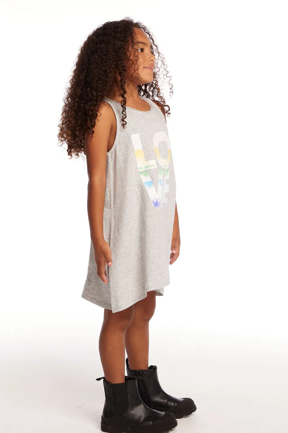 Kids Chaser Brand Ombre Love Girls Cotton Jersey Tank Dress
