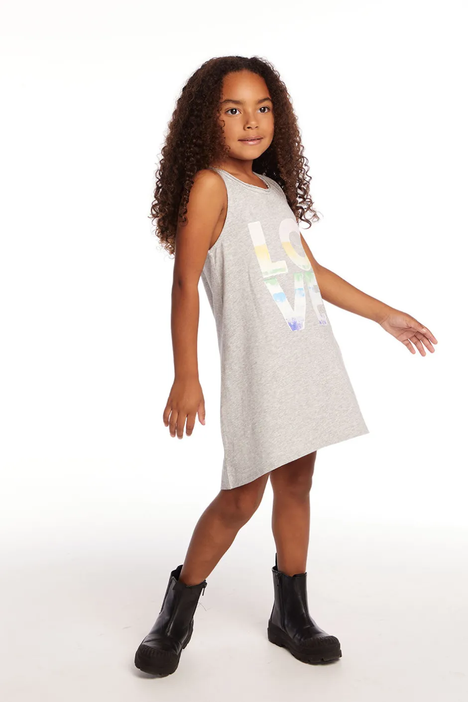Kids Chaser Brand Ombre Love Girls Cotton Jersey Tank Dress