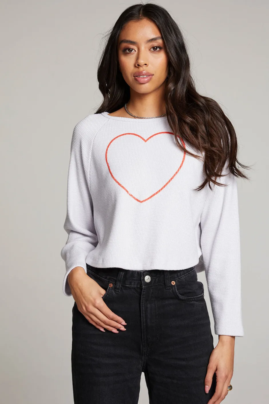Women Chaser Brand Outline Heart Long Sleeve