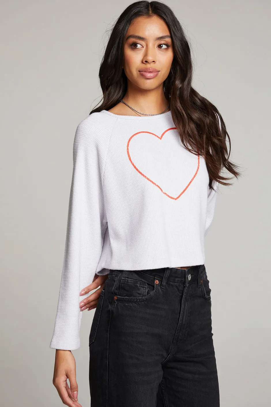Women Chaser Brand Outline Heart Long Sleeve