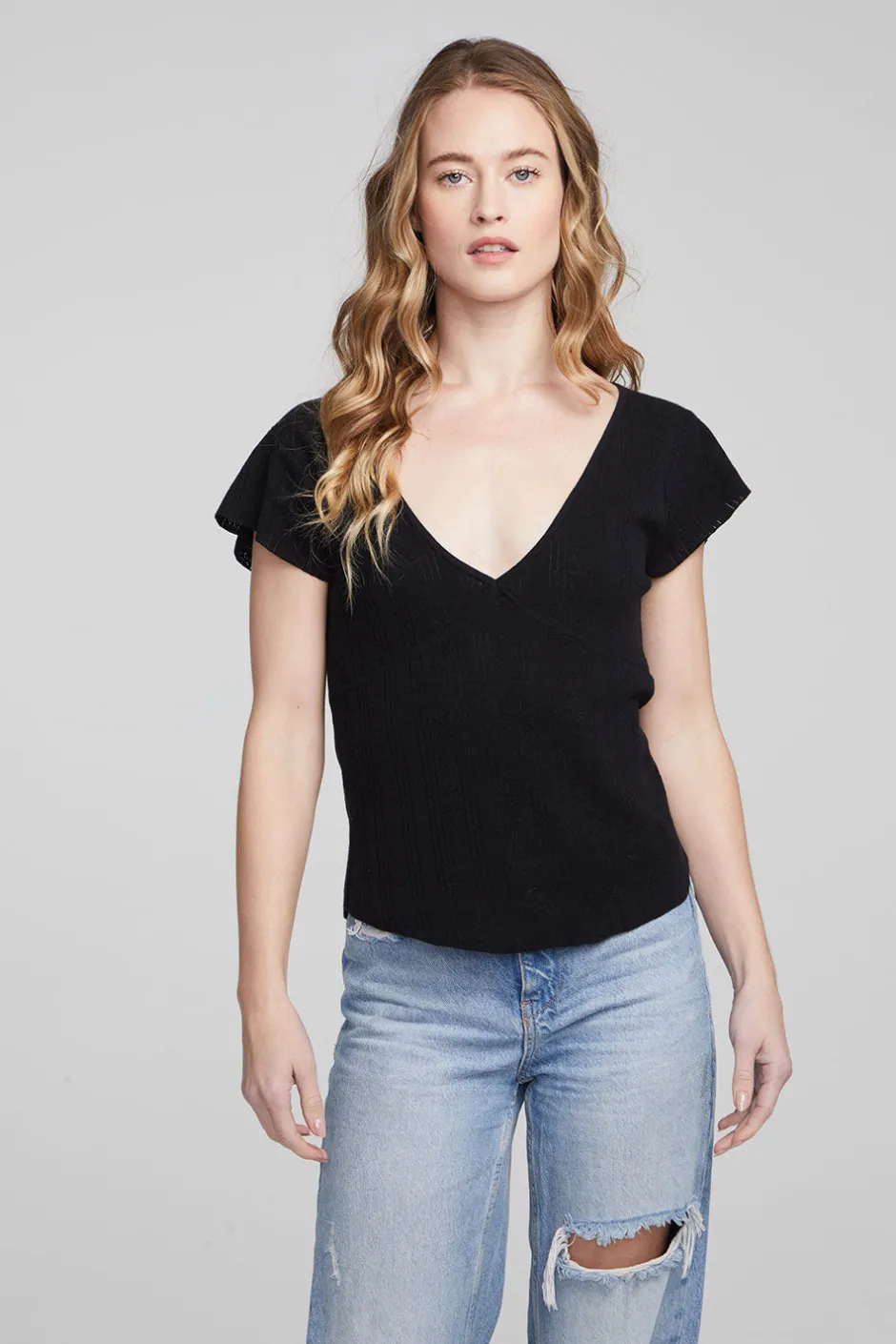 Women Chaser Brand Page Shadow Star Black Tee