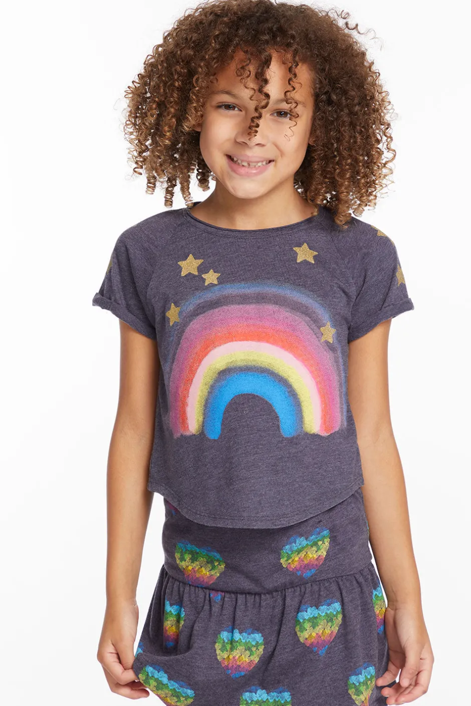 Kids Chaser Brand Painted Rainbow Girls Tee