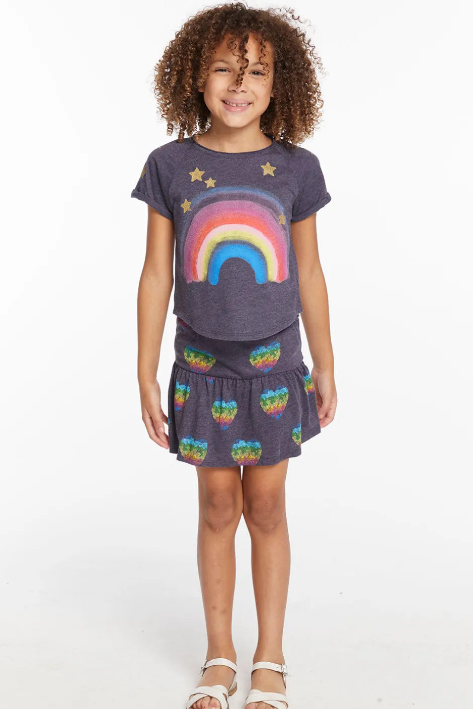 Kids Chaser Brand Painted Rainbow Girls Tee