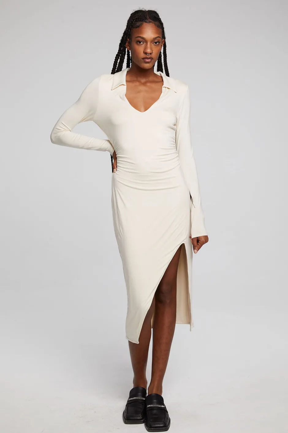 Women Chaser Brand Palmm Whitecap Grey Midi Dress