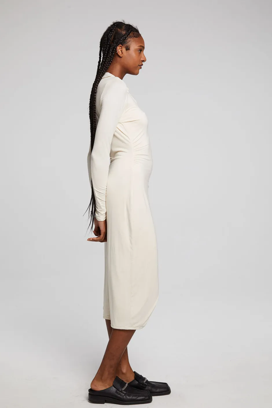 Women Chaser Brand Palmm Whitecap Grey Midi Dress