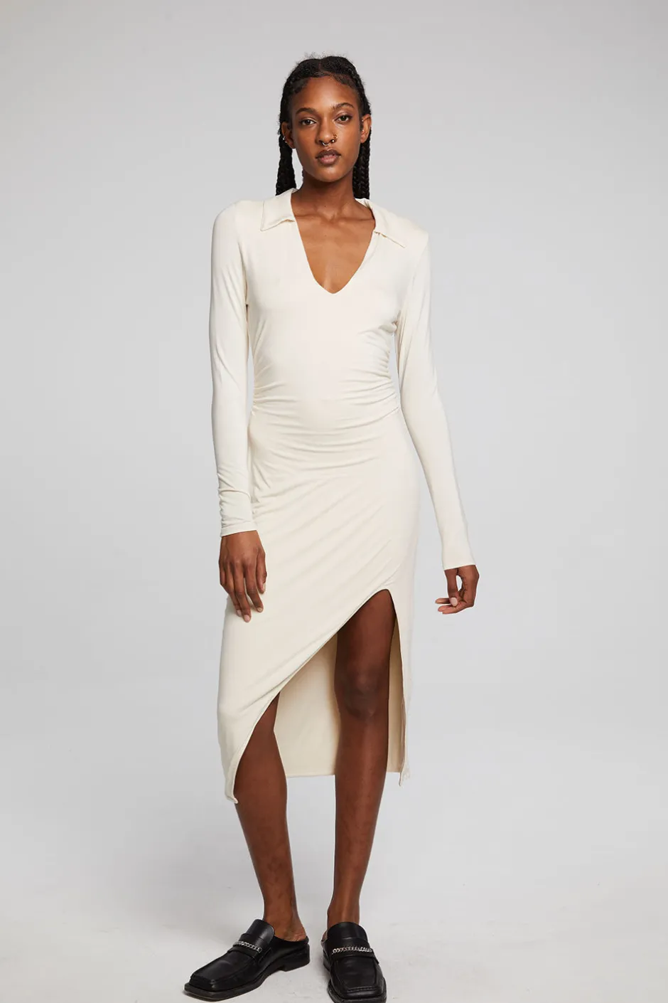 Women Chaser Brand Palmm Whitecap Grey Midi Dress