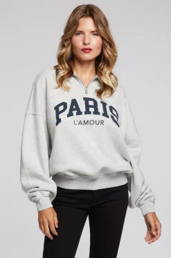 Women Chaser Brand Paris L'Amour Heather Grey Long Sleeve