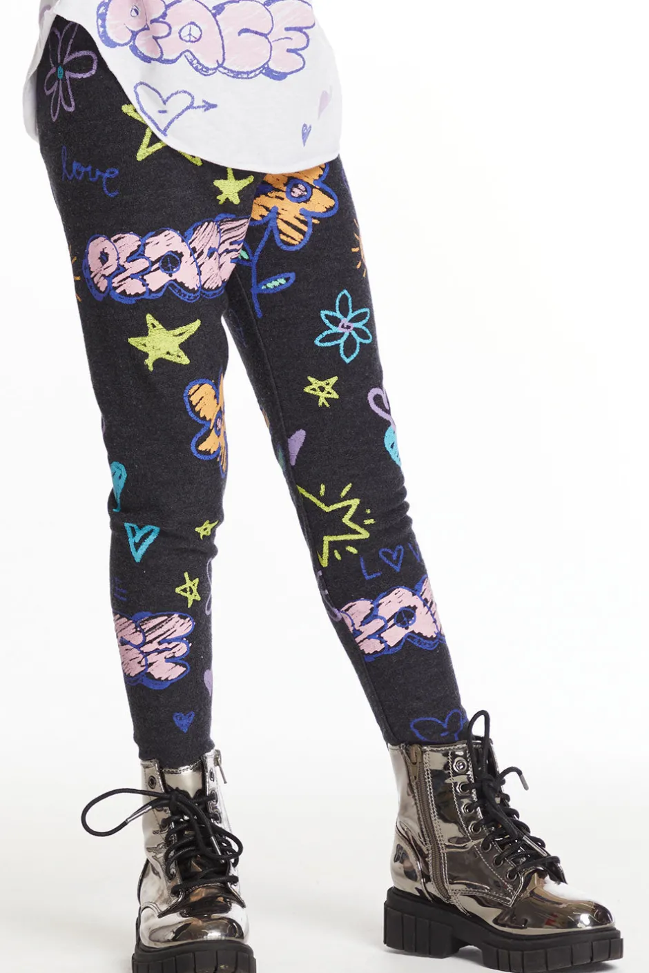 Kids Chaser Brand Peace & Love Girls Cozy Knit Classic Legging