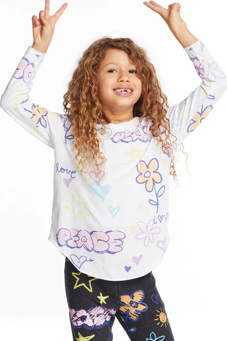 Kids Chaser Brand Peace & Love Girls Long Sleeve