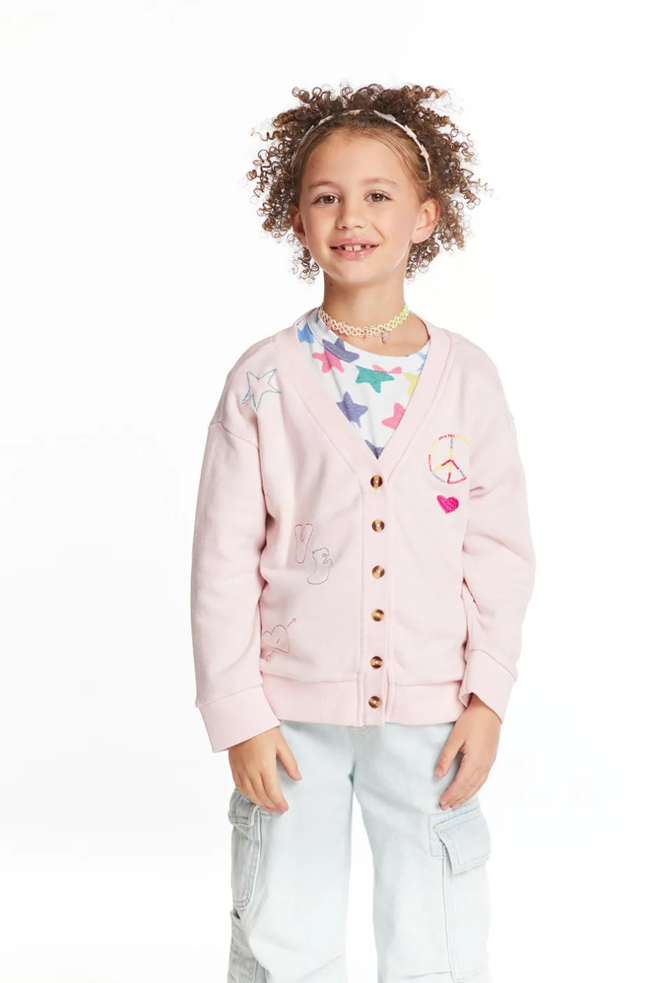 Kids Chaser Brand Peace Love Smile Girls Cardigan