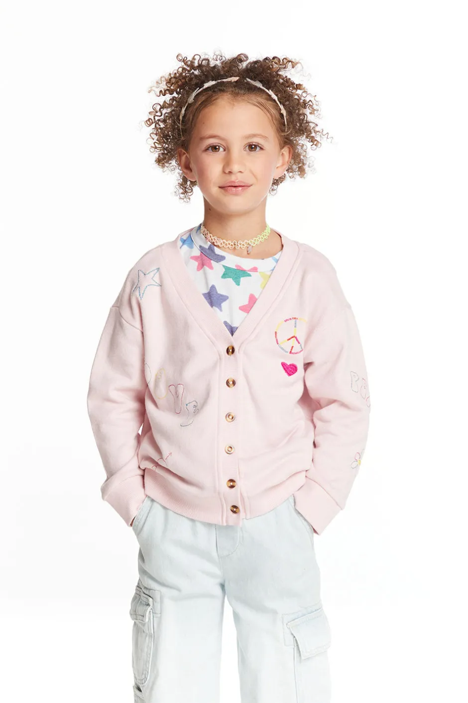 Kids Chaser Brand Peace Love Smile Girls Cardigan