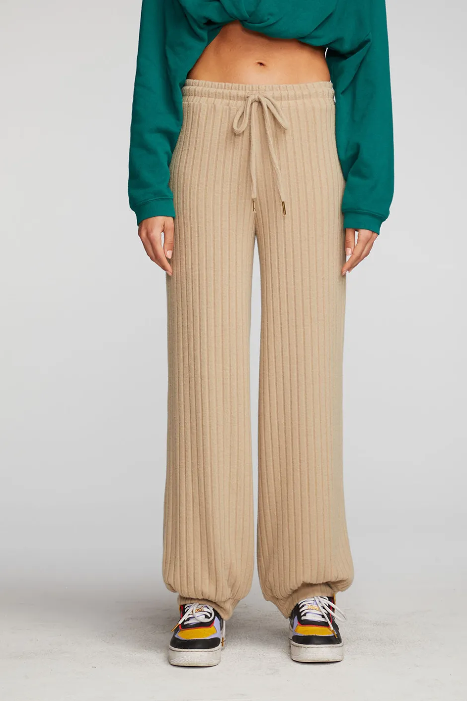 Women Chaser Brand Poor Boy Rib Blouson Hem Joggers