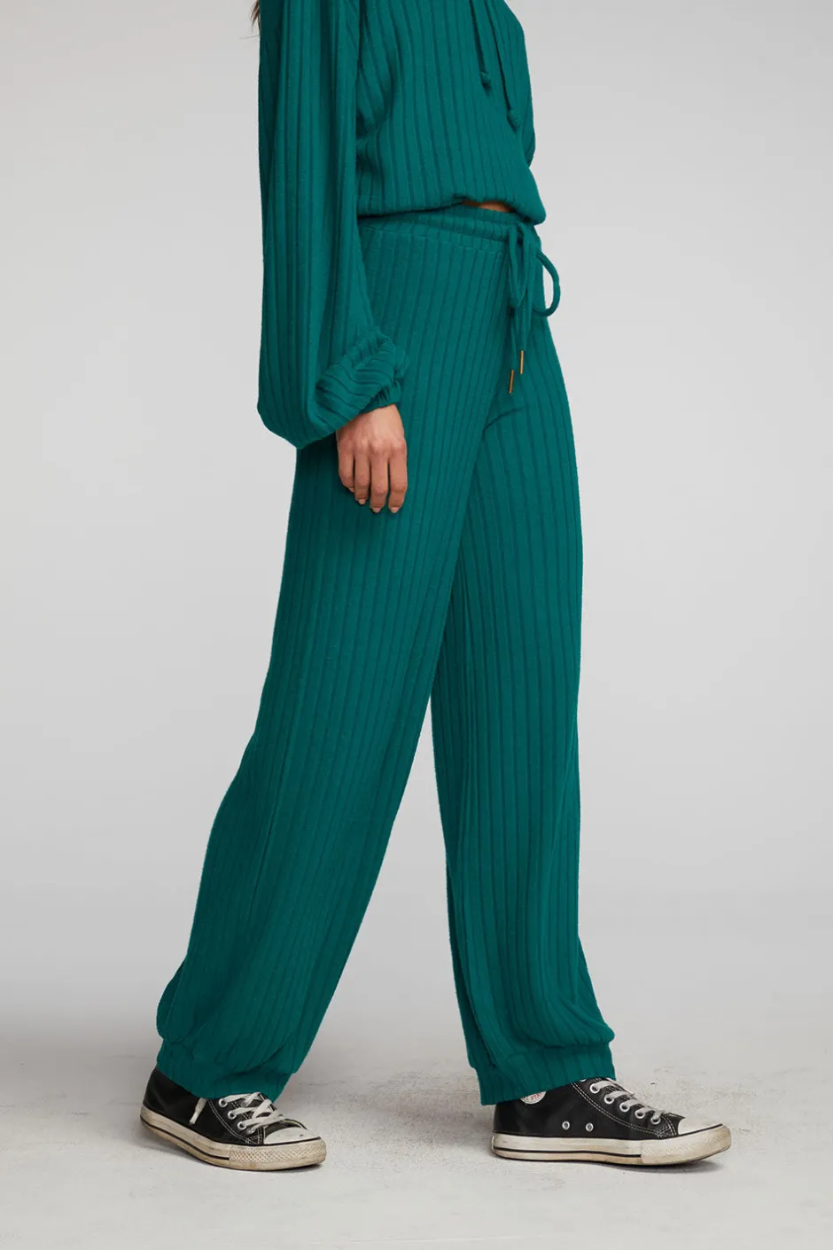 Women Chaser Brand Poor Boy Rib Blouson Hem Joggers