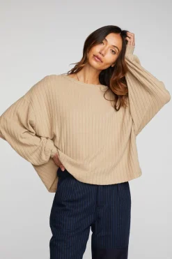 Women Chaser Brand Poor Boy Rib Long Sleeve Tee