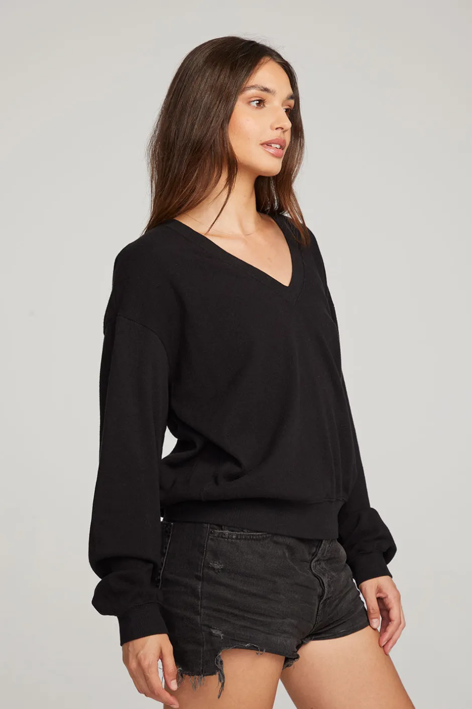 Women Chaser Brand Poppy Black Pullover
