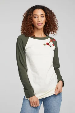 Women Chaser Brand Poppy Embroidery Football Long Sleeve