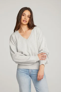Women Chaser Brand Poppy Heather Grey Pullover