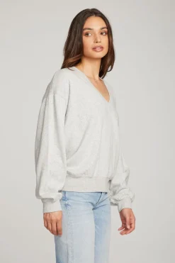Women Chaser Brand Poppy Heather Grey Pullover