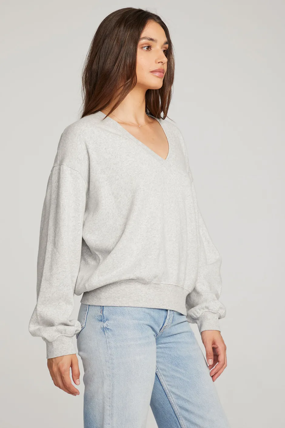 Women Chaser Brand Poppy Heather Grey Pullover