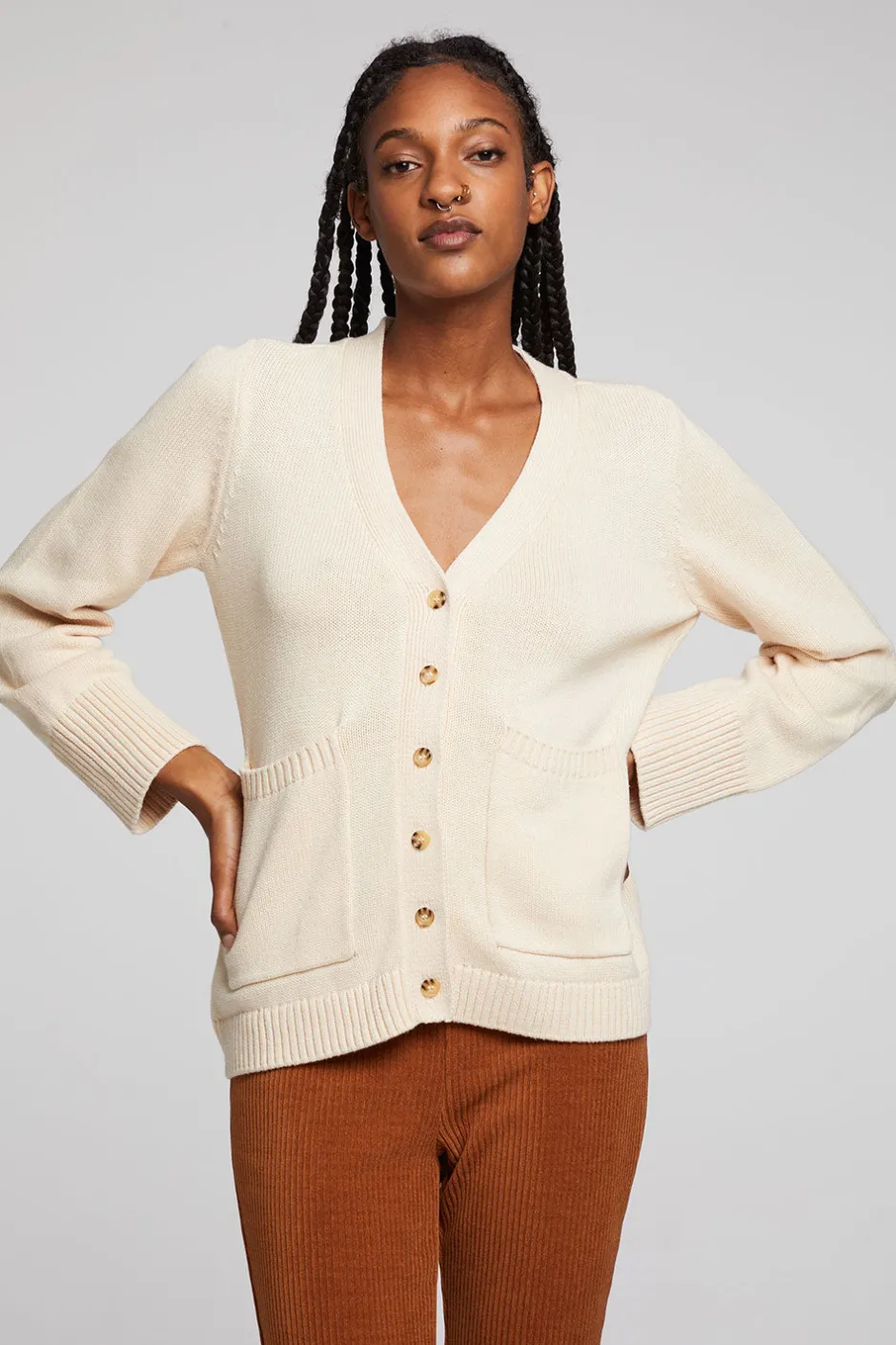 Women Chaser Brand Presley Whitecap Grey Cardigan