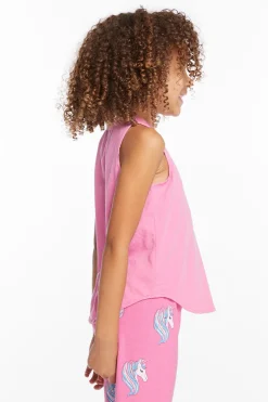 Kids Chaser Brand Pretty Unicorn Girls Vintage Jersey Shirttail Muscle