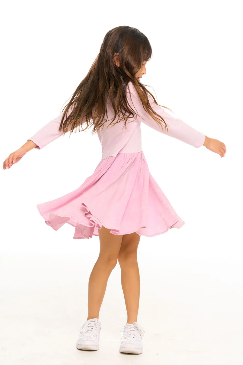 Kids Chaser Brand Puff Long Sleeve Dress With Twirl Skirt