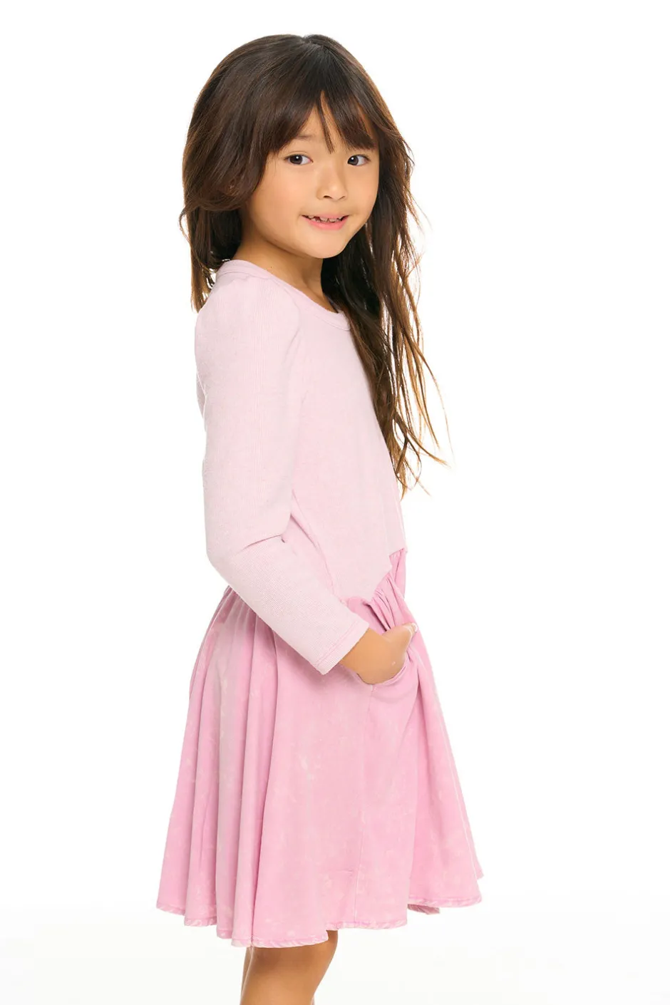 Kids Chaser Brand Puff Long Sleeve Dress With Twirl Skirt
