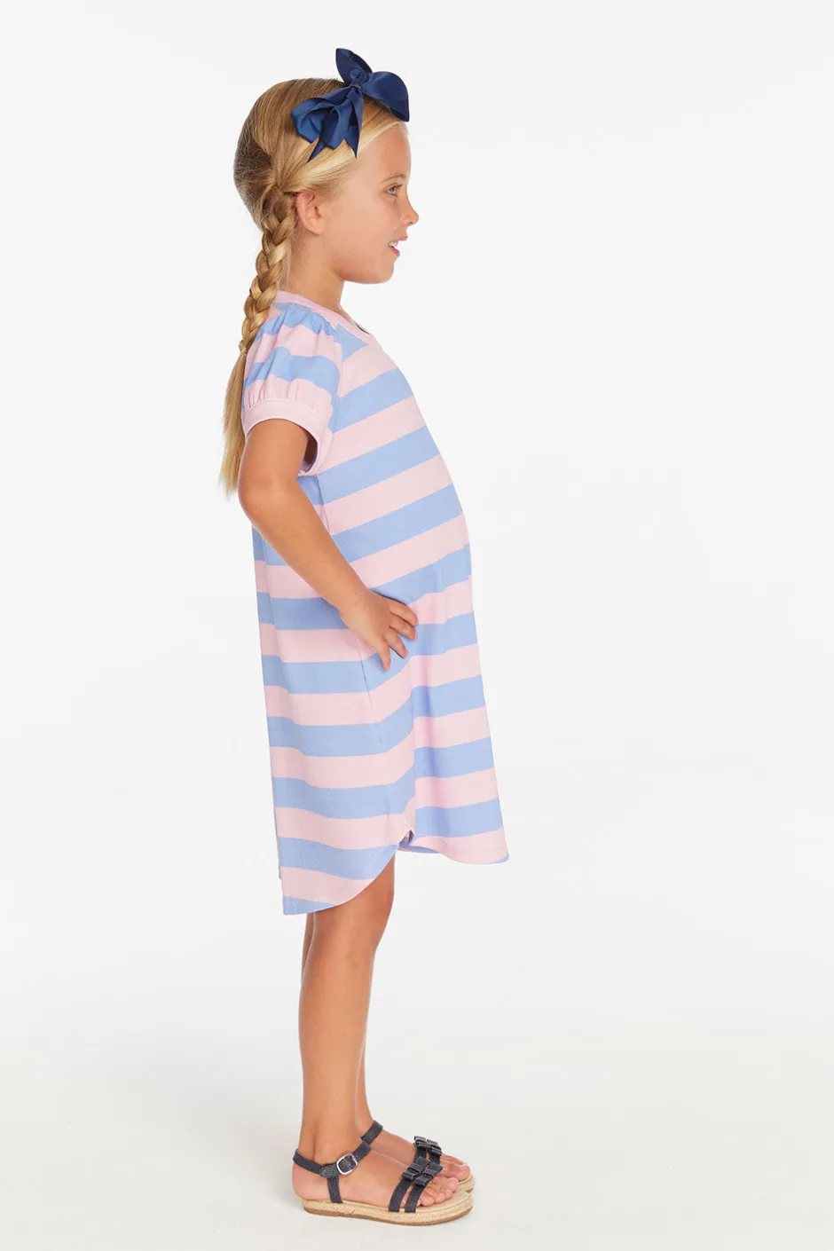 Kids Chaser Brand Puff Sleeve Bubblegum Stripe Dress