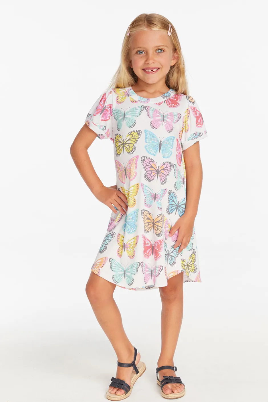 Kids Chaser Brand Puff Sleeve "She's A Butterfly" Dress