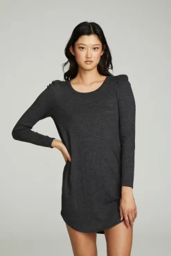 Women Chaser Brand Puff Sleeve Shirttail Hi Lo Dress