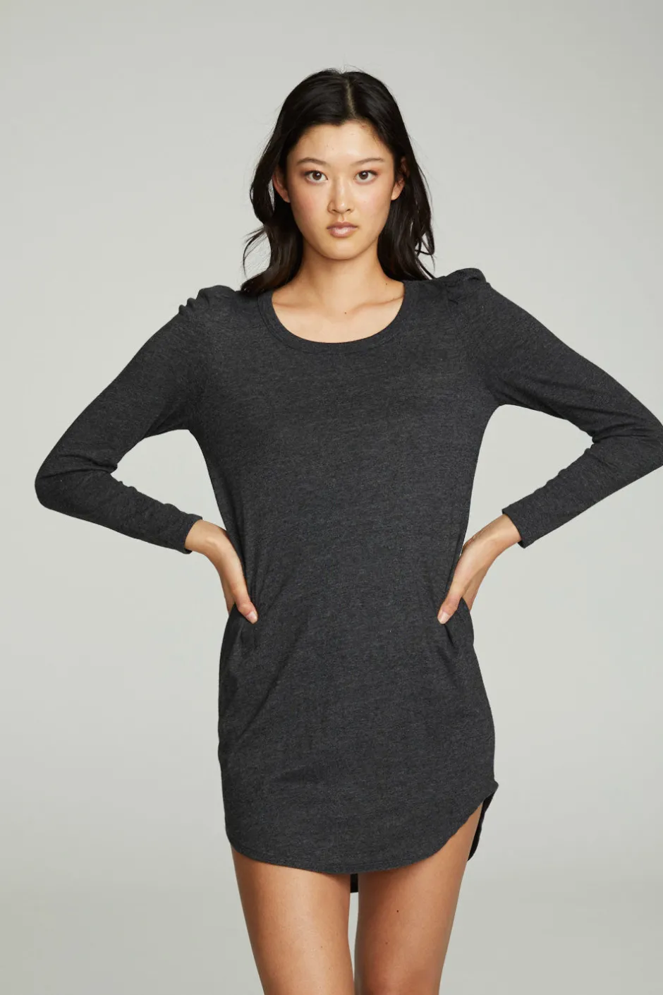 Women Chaser Brand Puff Sleeve Shirttail Hi Lo Dress