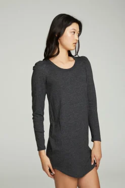 Women Chaser Brand Puff Sleeve Shirttail Hi Lo Dress