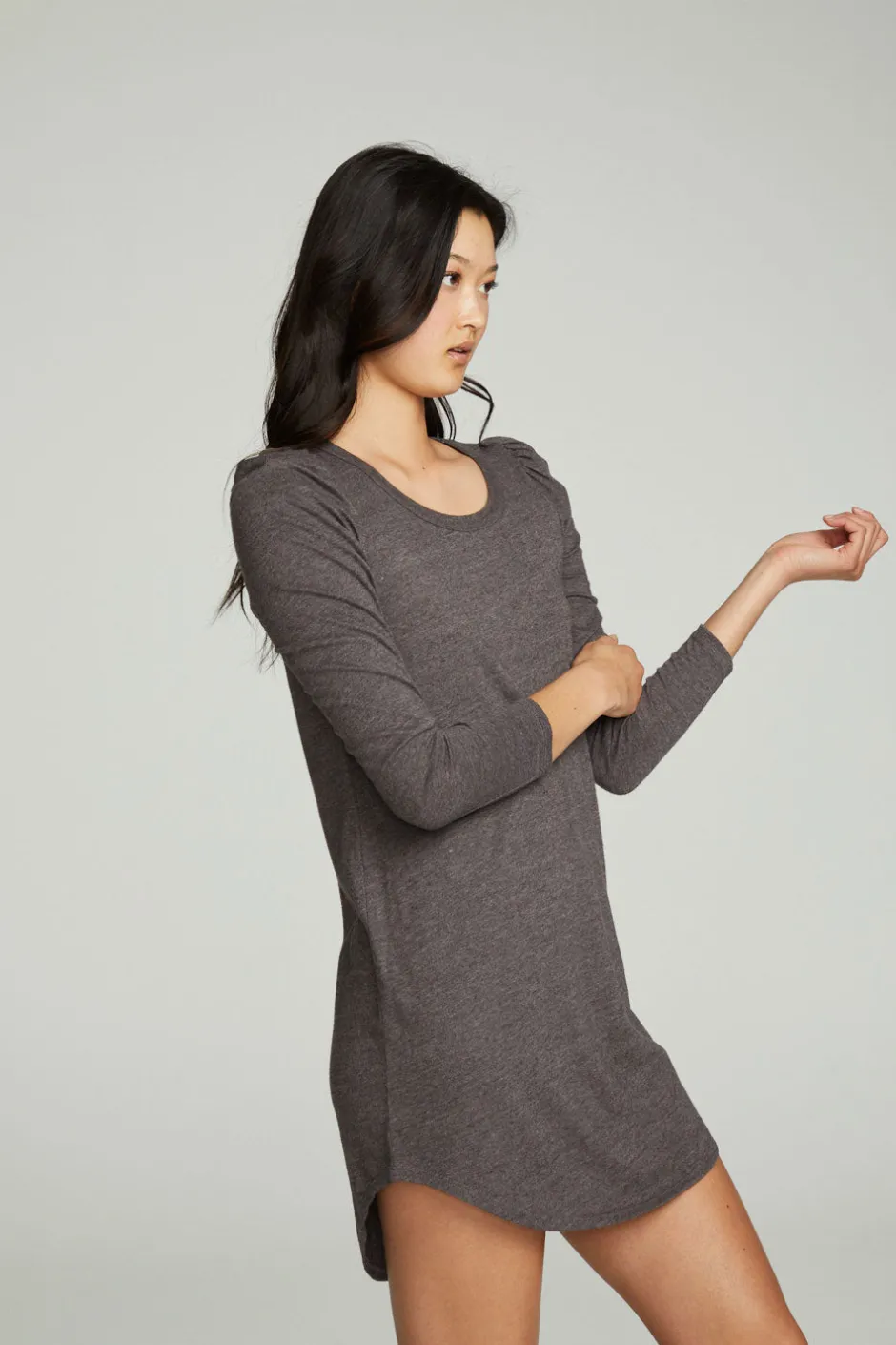 Women Chaser Brand Puff Sleeve Shirttail Hi Lo Dress