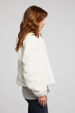 Women Chaser Brand Puff Sleeve Starry White Jacket