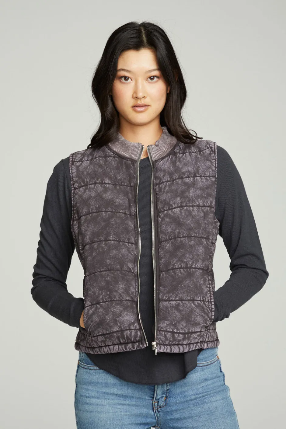 Women Chaser Brand Quilted Mock Neck Puffer Vest