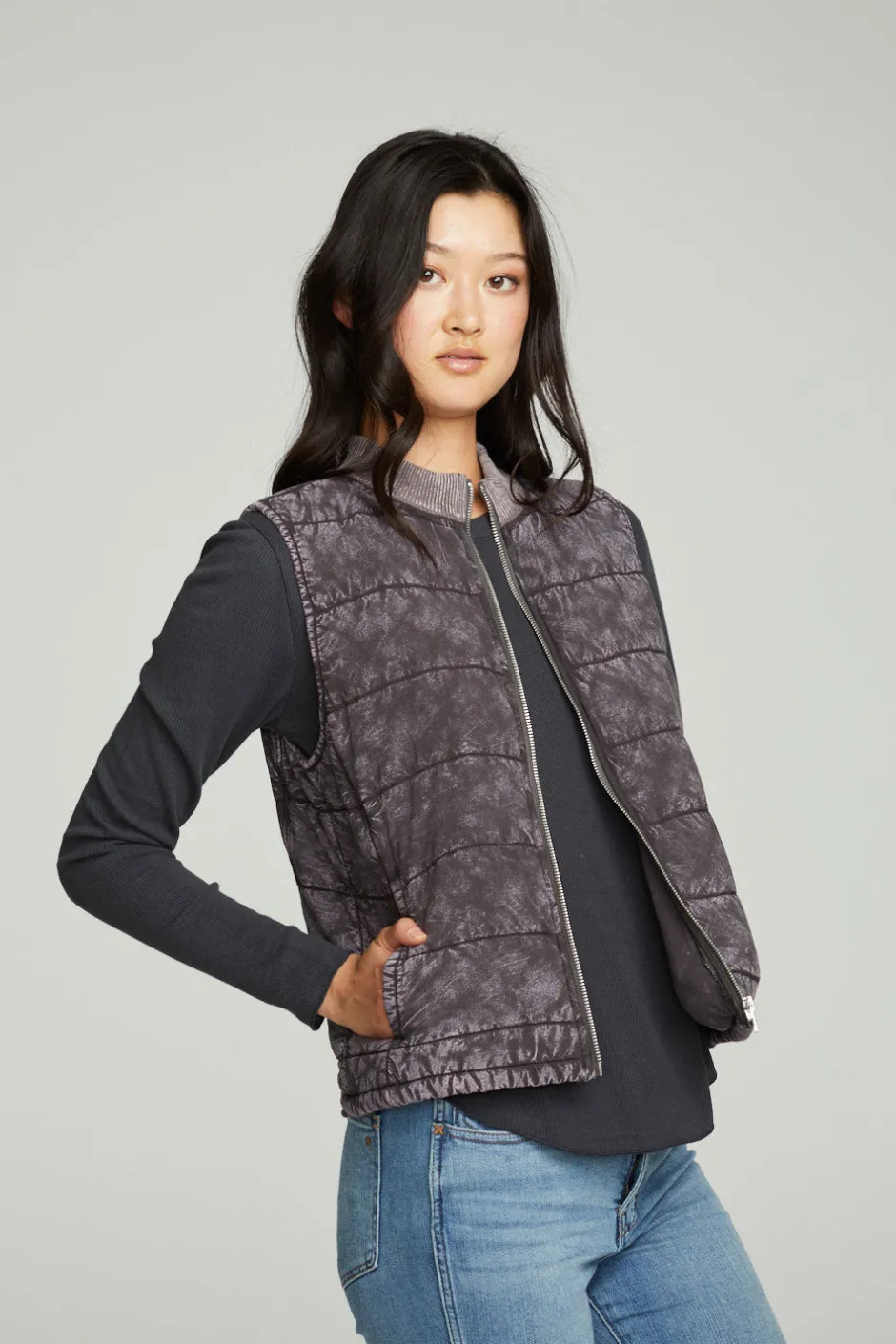 Women Chaser Brand Quilted Mock Neck Puffer Vest