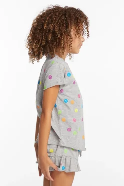 Kids Chaser Brand Rainbow Smiles Girls Crew Neck Tee